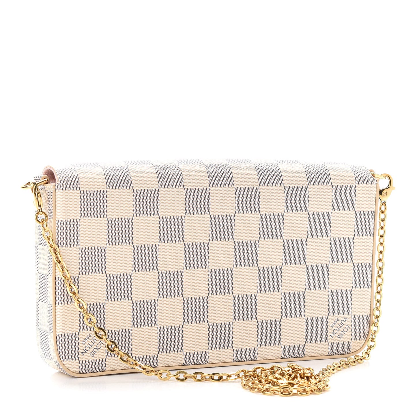 Damier Azur Pochette Felicie Chain Wallet Rose Ballerine
