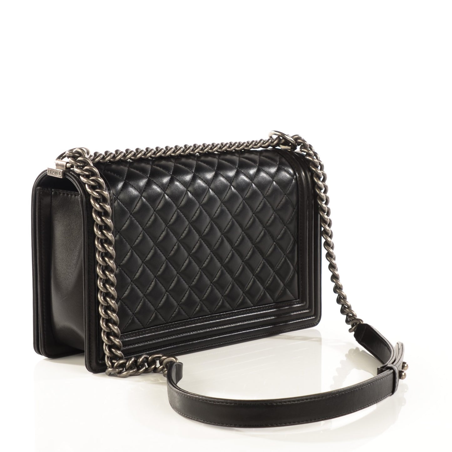 Lambskin Quilted New Medium Boy Flap Black