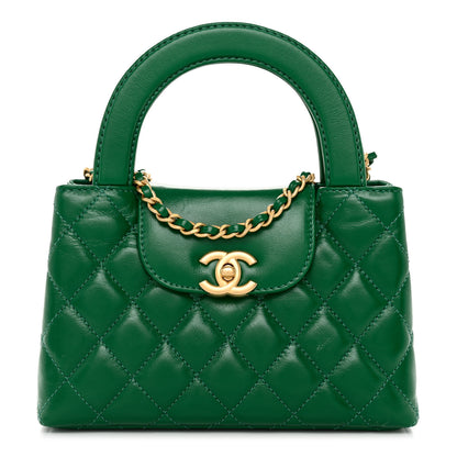 Chanel Shiny Aged Calfskin Quilted Nano Kelly Shopper Green 1 of 14