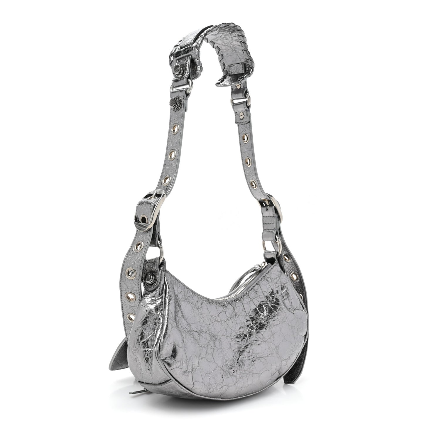Metallic Agneau Arena Le Cagole Shoulder Bag XS Silver