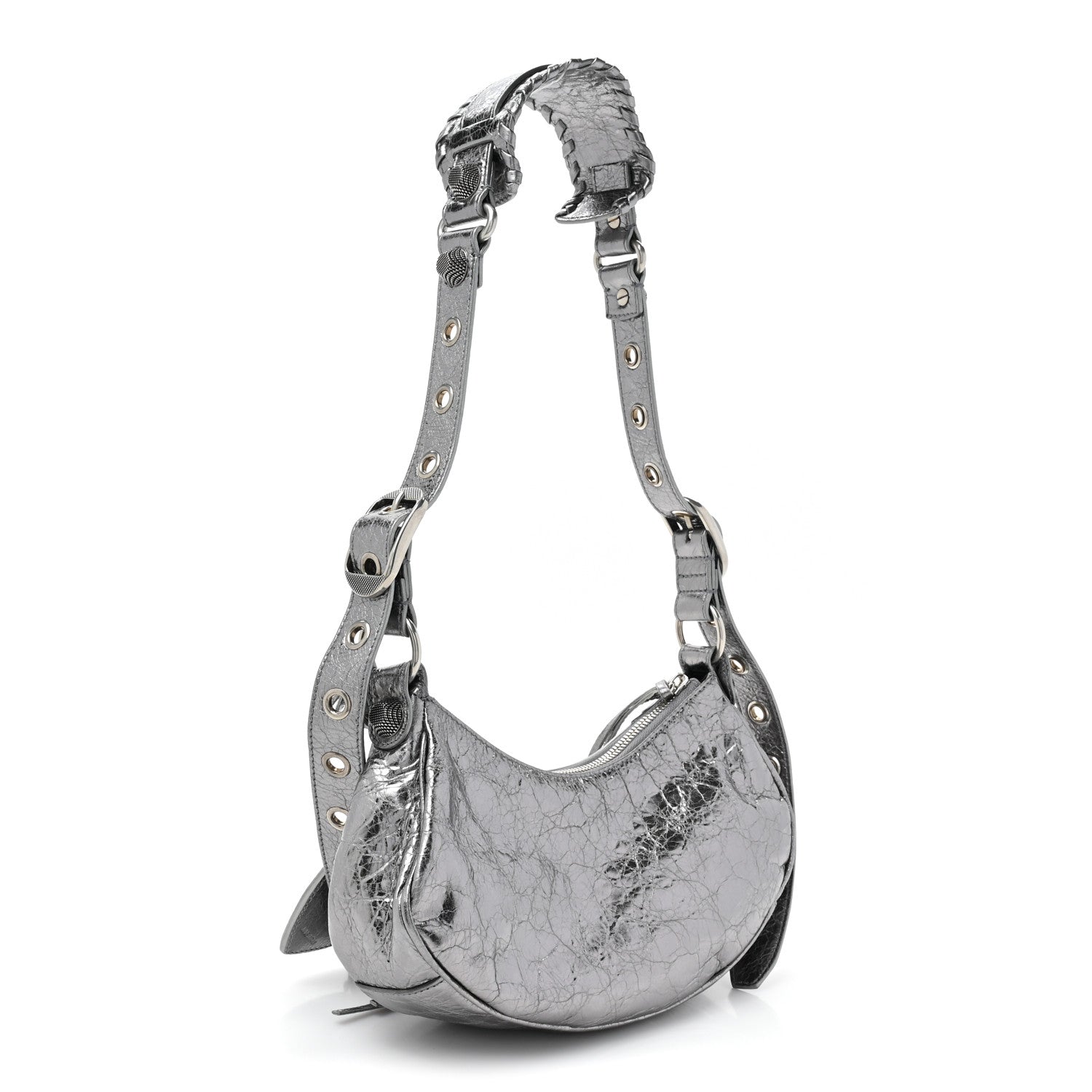 Balenciaga Metallic Agneau Arena Le Cagole Shoulder Bag XS Silver 3 of 9