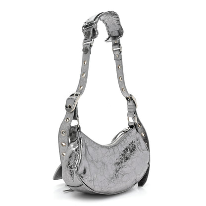 Balenciaga Metallic Agneau Arena Le Cagole Shoulder Bag XS Silver 3 of 9