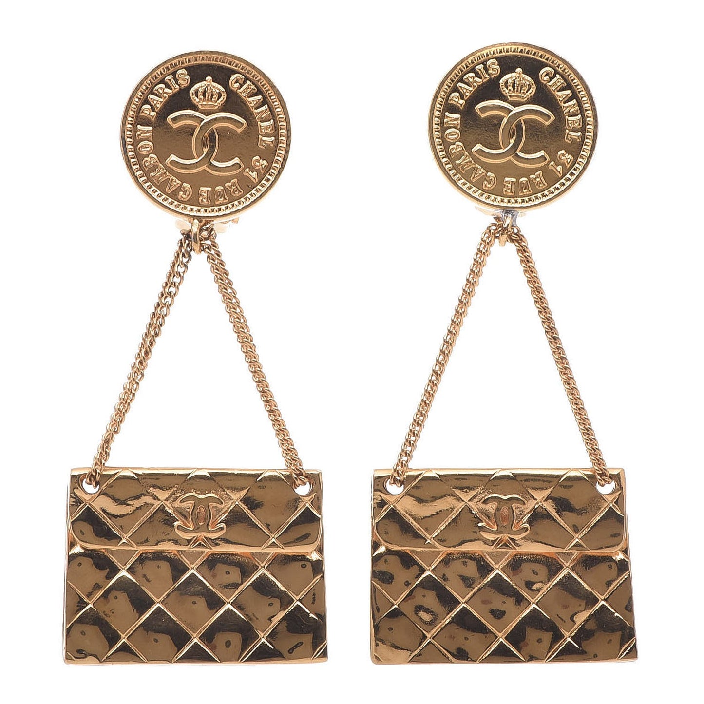 2.55 Flap Dangle Clip On Earrings Gold