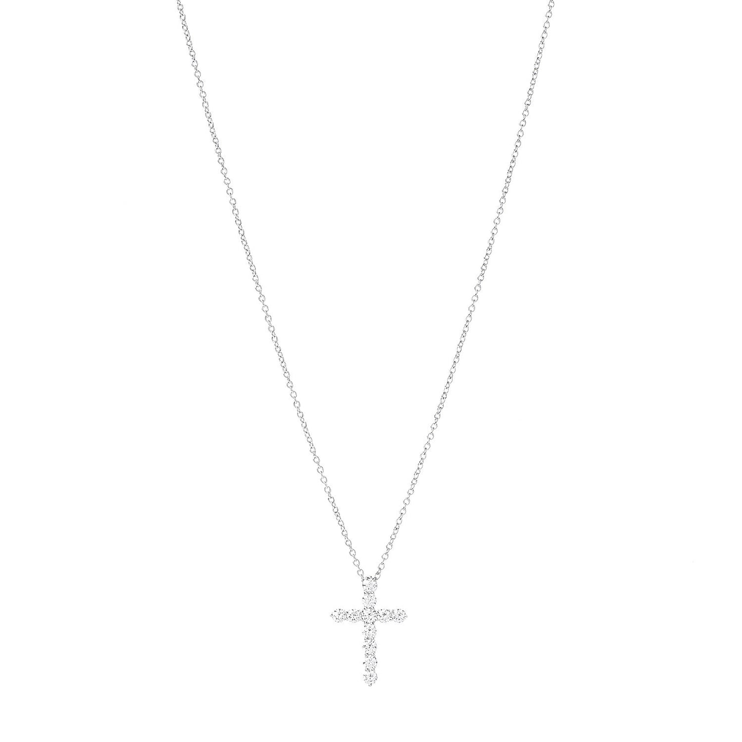 Platinum Diamond Small Cross Pendant Necklace