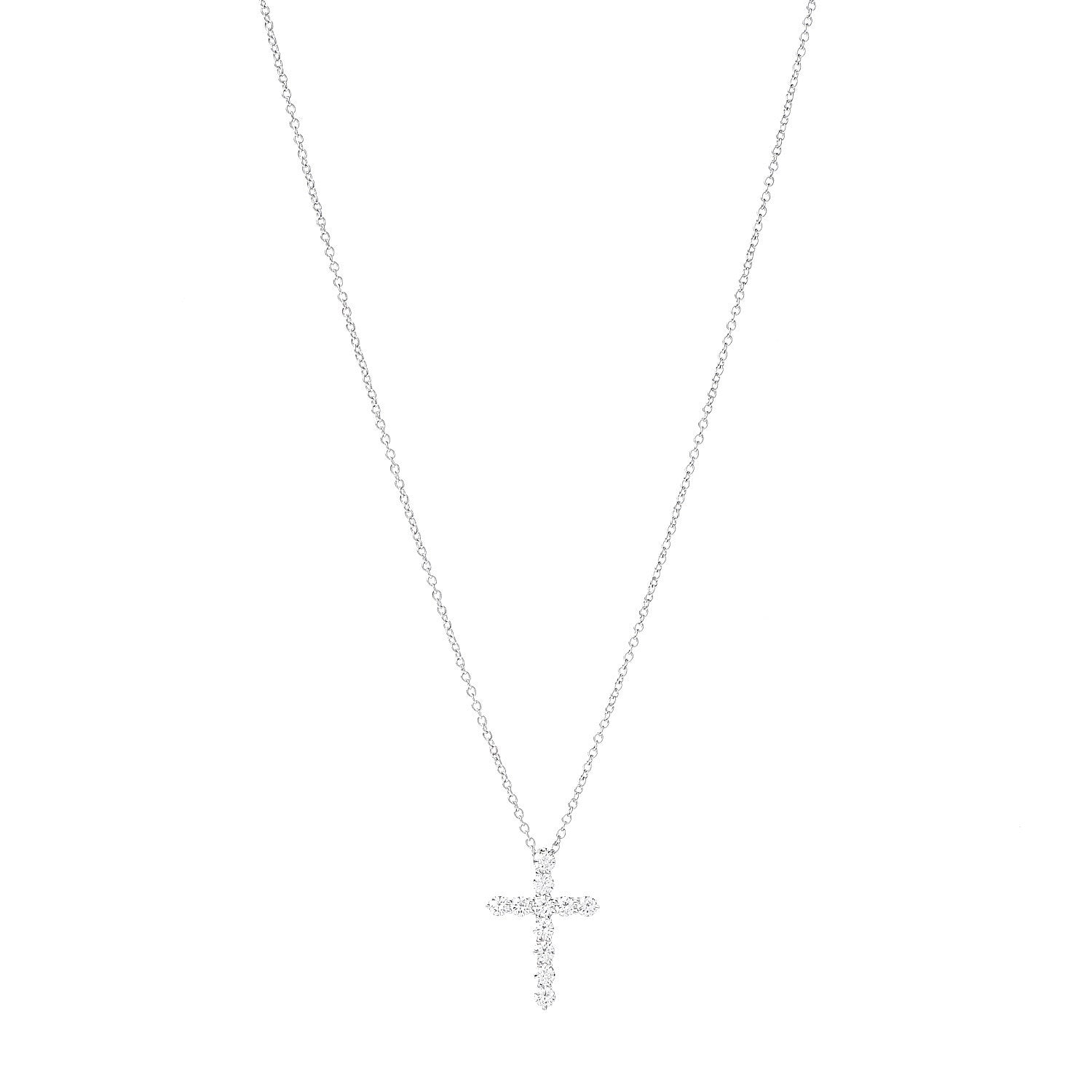 Tiffany Platinum Diamond Small Cross Pendant Necklace 1 of 8