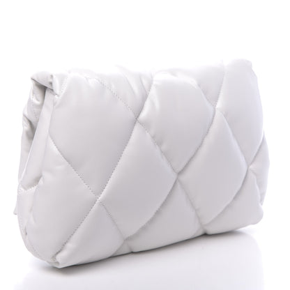 Balenciaga Nappa Calfskin Quilted Touch B Puffy Clutch White 3 of 9