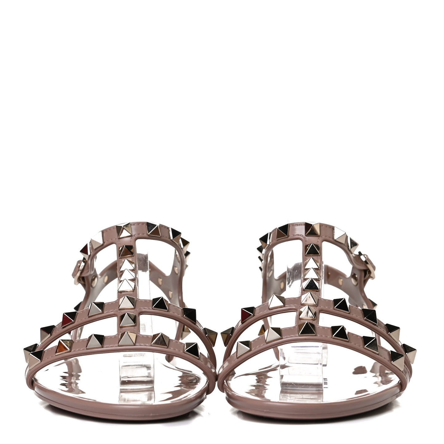 PVC Jelly Rockstud Caged Sandals 36 Poudre