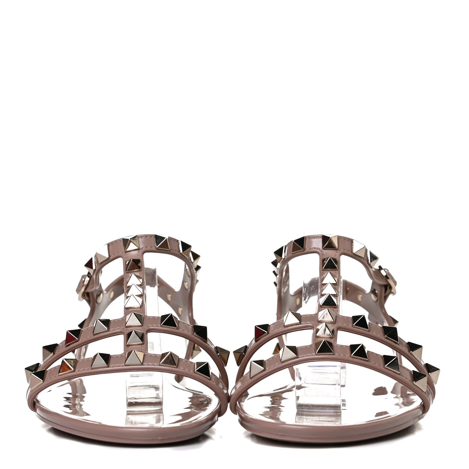 Valentino Garavani PVC Jelly Rockstud Caged Sandals 36 Poudre 2 of 10