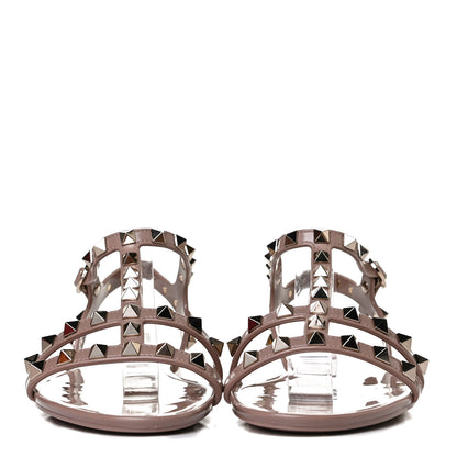 Valentino Garavani PVC Jelly Rockstud Caged Sandals 36 Poudre 2 of 10