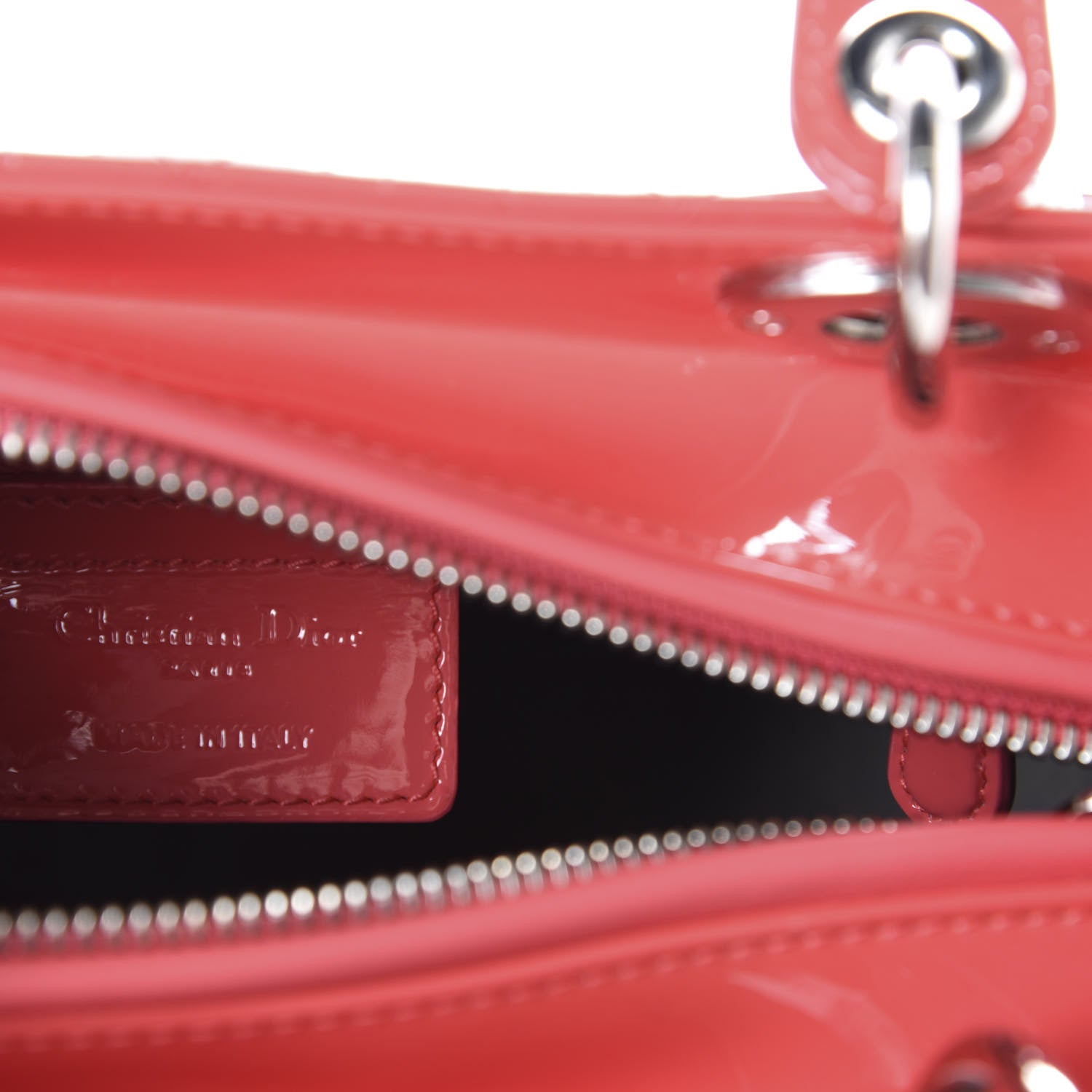 Christian Dior Patent Cannage Medium Lady Dior Coral 10 of 12