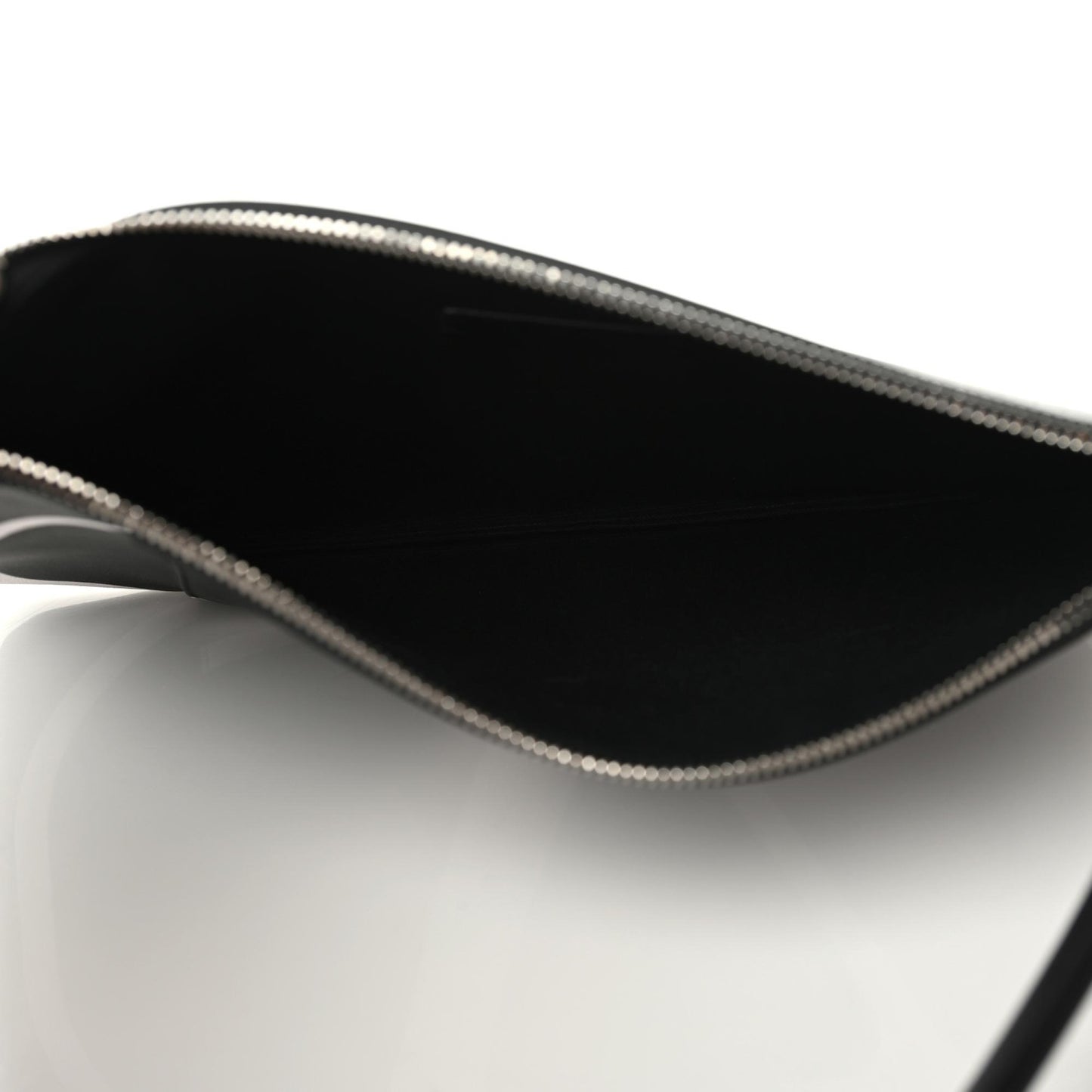 Calfskin VLogo Inlay Zip Pouch Black