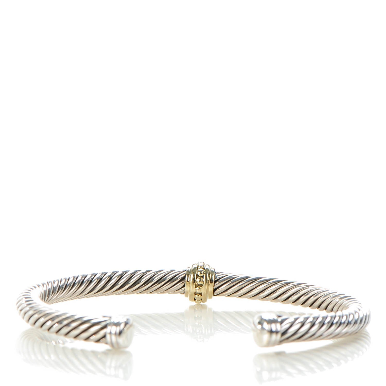 David Yurman Sterling Silver 14K Yellow Gold 5mm Cable Classics Single Station Bracelet 3 of 5