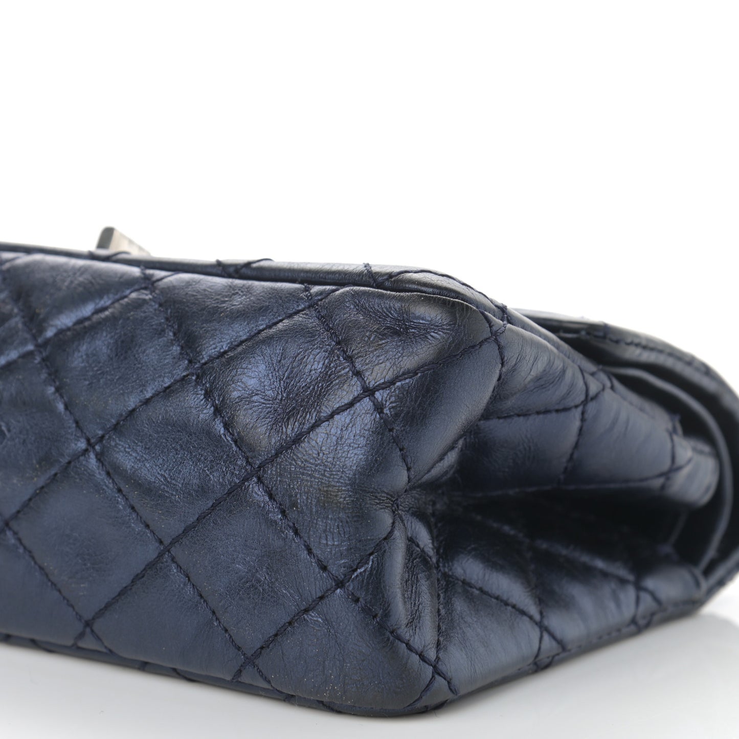 Metallic Aged Calfskin Quilted 2.55 Reissue 224 Flap Blue