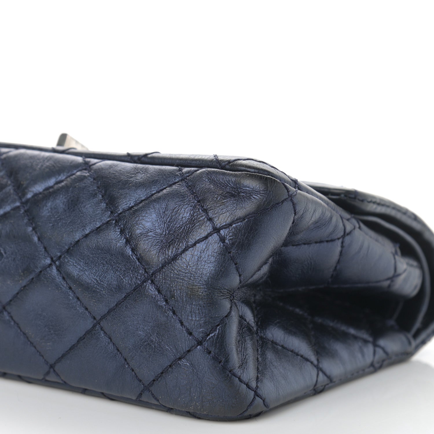 Chanel Metallic Aged Calfskin Quilted 2.55 Reissue 224 Flap Blue 10 of 13