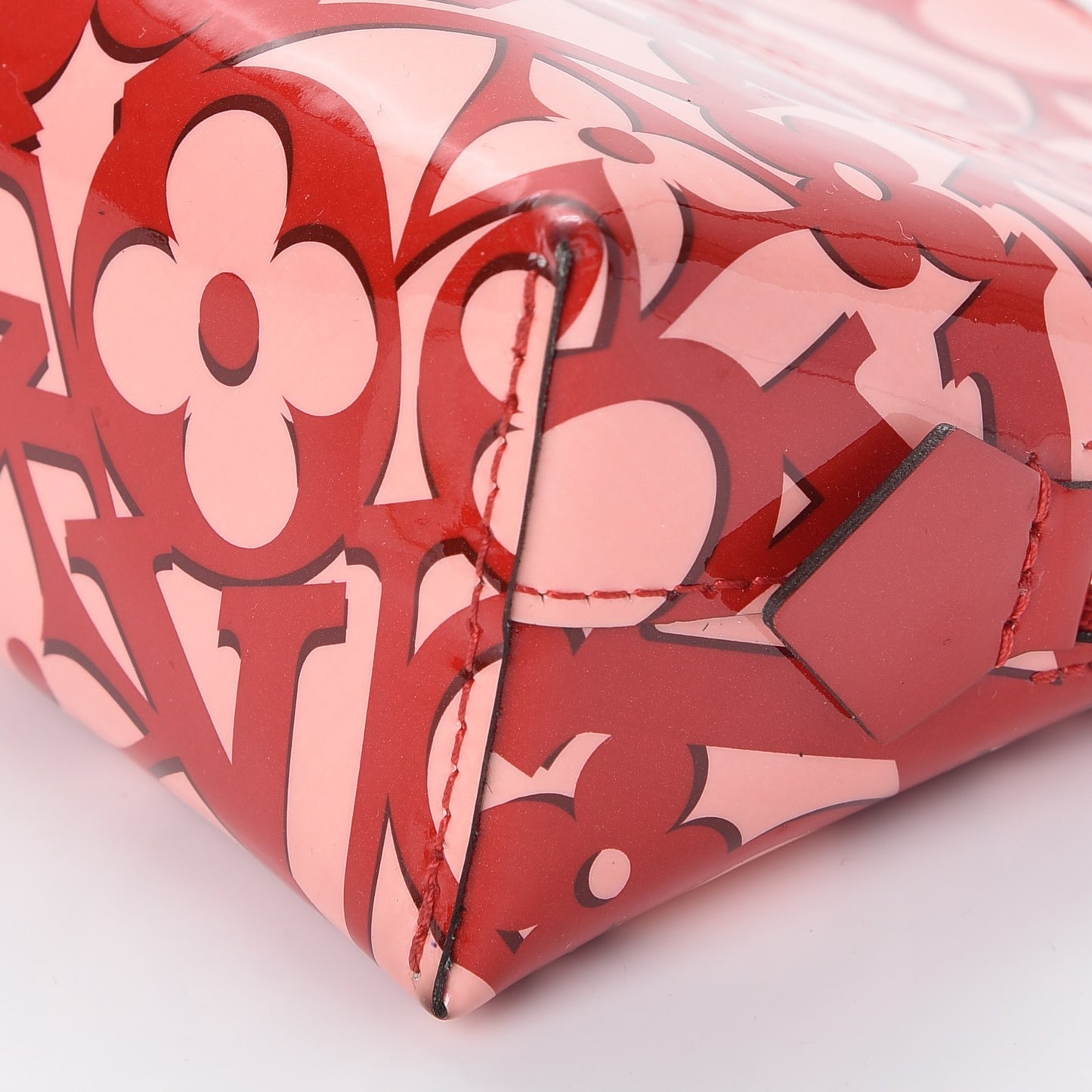 Patent Sweet Monogram Cosmetic Pouch Pomme D’Amour