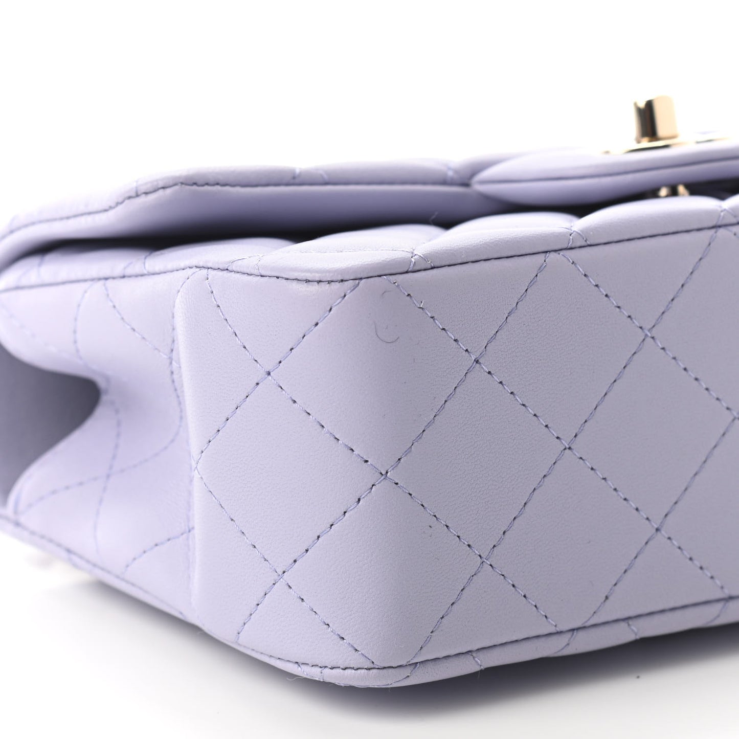 Lambskin Quilted Mini Top Handle Rectangular Flap Light Purple