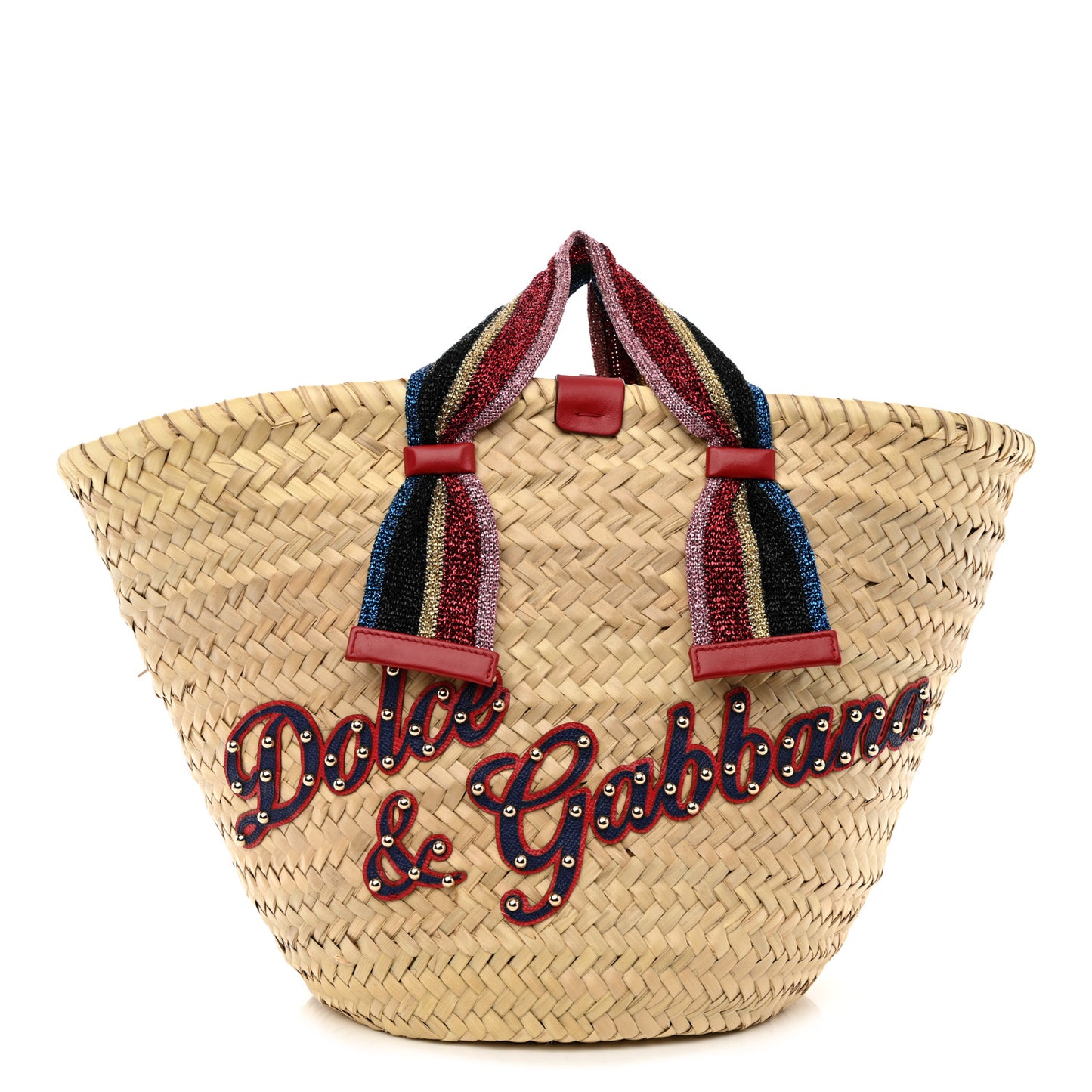 DOLCE &amp; GABBANA Woven Raffia Kendra Logo Tote Multicolor