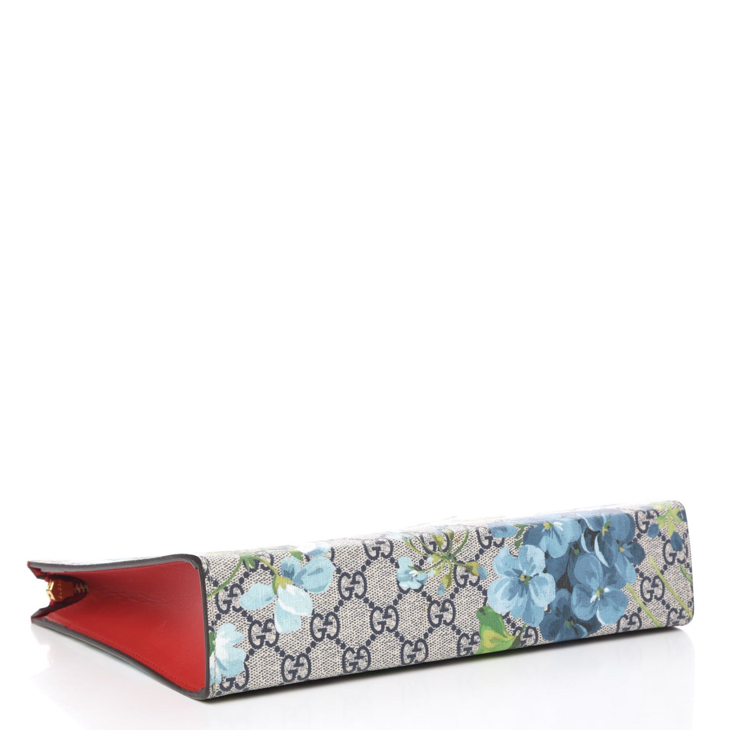 GG Supreme Monogram Blooms Large Cosmetic Case Beige Blue Navy Hibiscus Red
