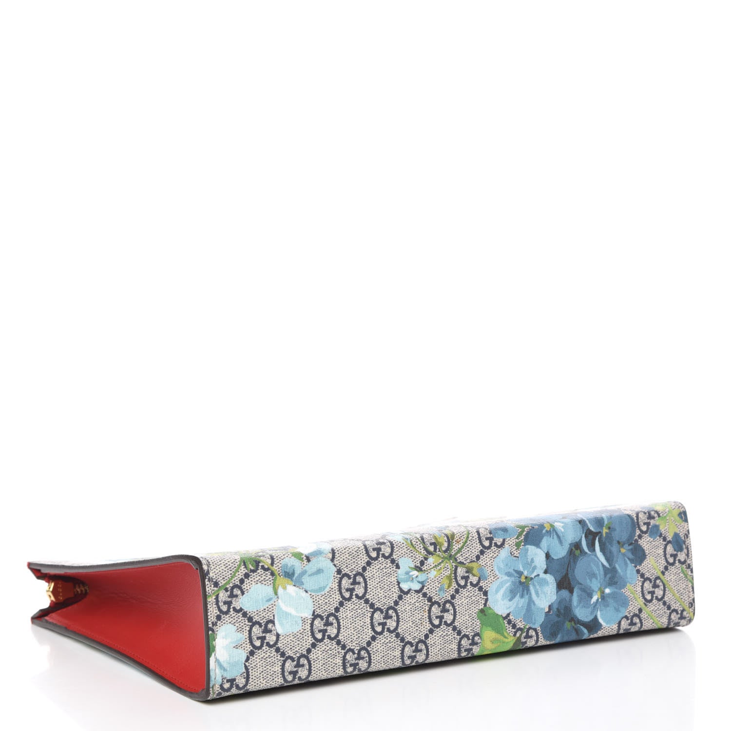 Gucci GG Supreme Monogram Blooms Large Cosmetic Case Beige Blue Navy Hibiscus Red 4 of 10