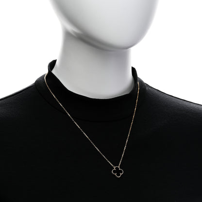 Van Cleef & Arpels 18K Yellow Gold Black Onyx Vintage Alhambra Pendant Necklace 2 of 6
