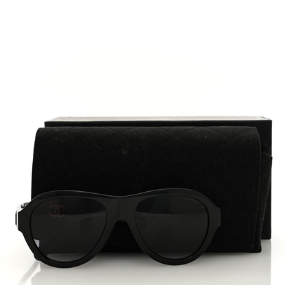 Chanel Acetate Strass Pilot Sunglasses 5467-B-A Black 8 of 8