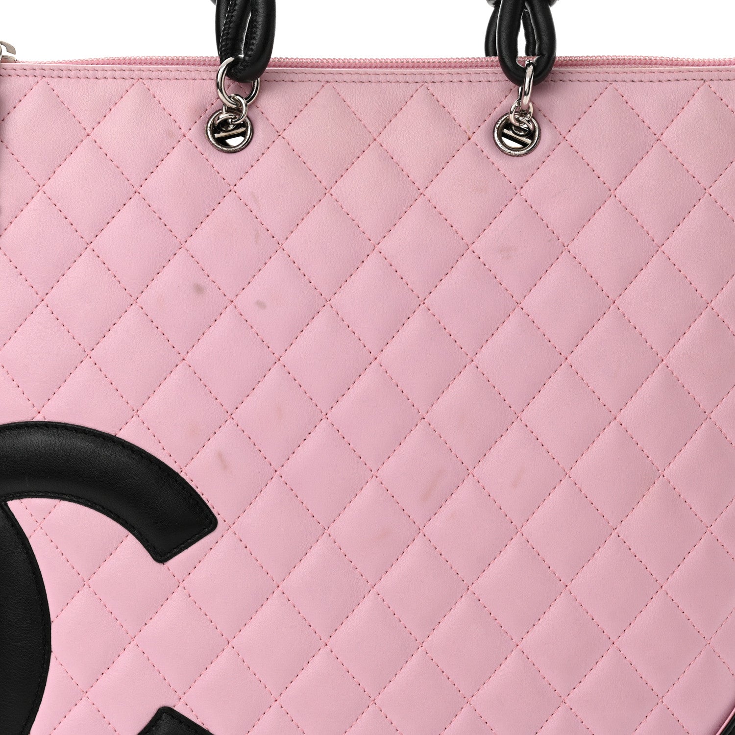 Chanel Calfskin Quilted Cambon Flat Tote Pink Black 8 of 14