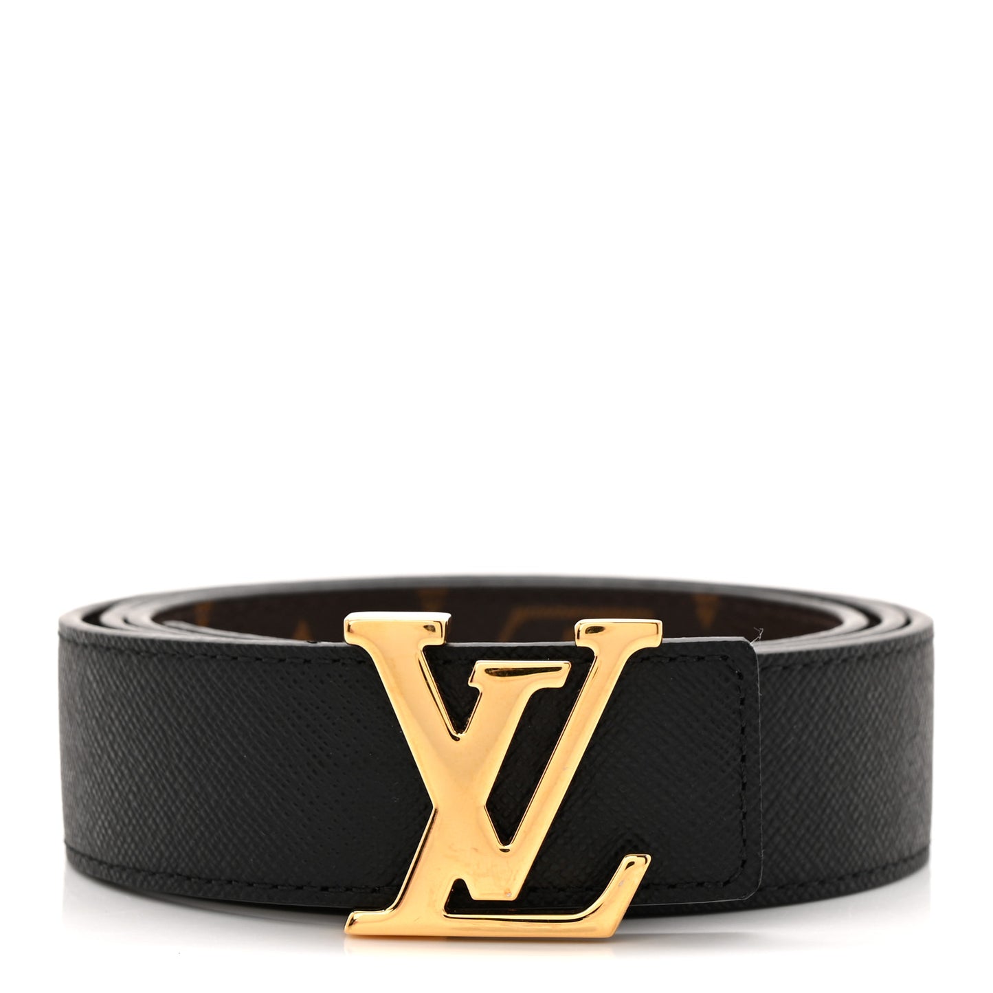 Calfskin Monogram 30mm LV Initiales Reversible Belt 85 34 Black
