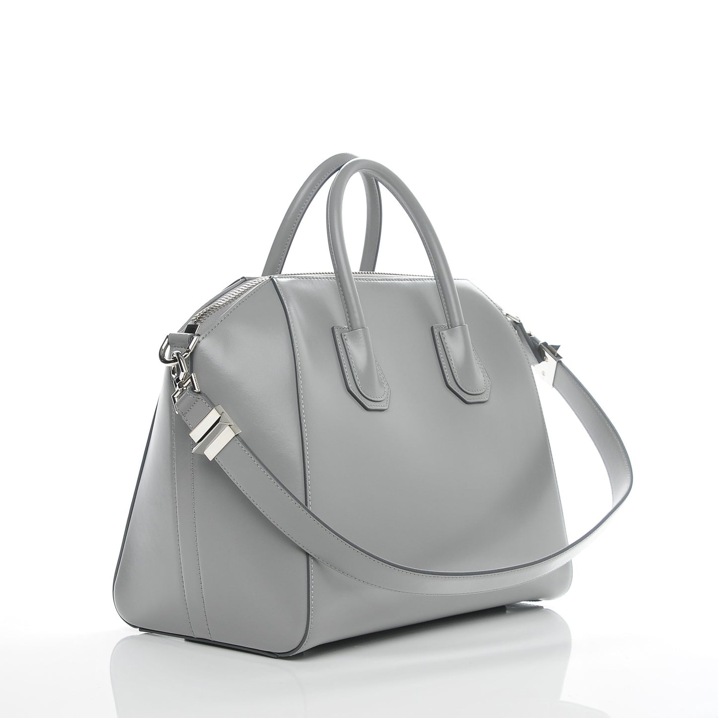 Shiny Lord Calfskin Medium Antigona Pearl Grey