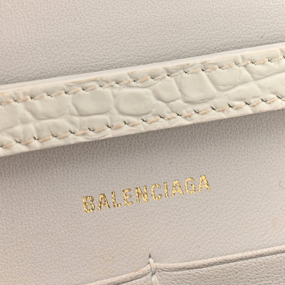 Balenciaga Shiny Calfskin Crocodile Embossed Hourglass Chain Bag White 6 of 11