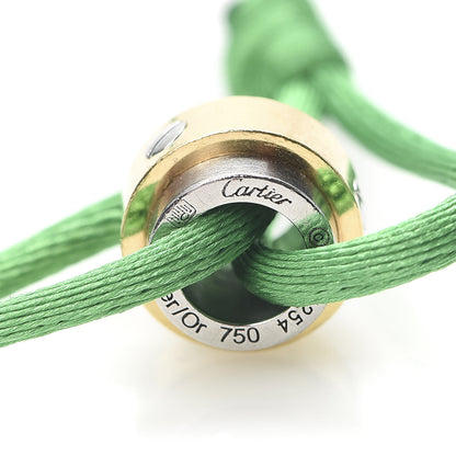 Cartier 18K Yellow Gold Stainless Steel Santos Adjustable Cord Bracelet Green 5 of 5