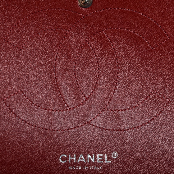 Caviar Jumbo Double Flap Dark Red