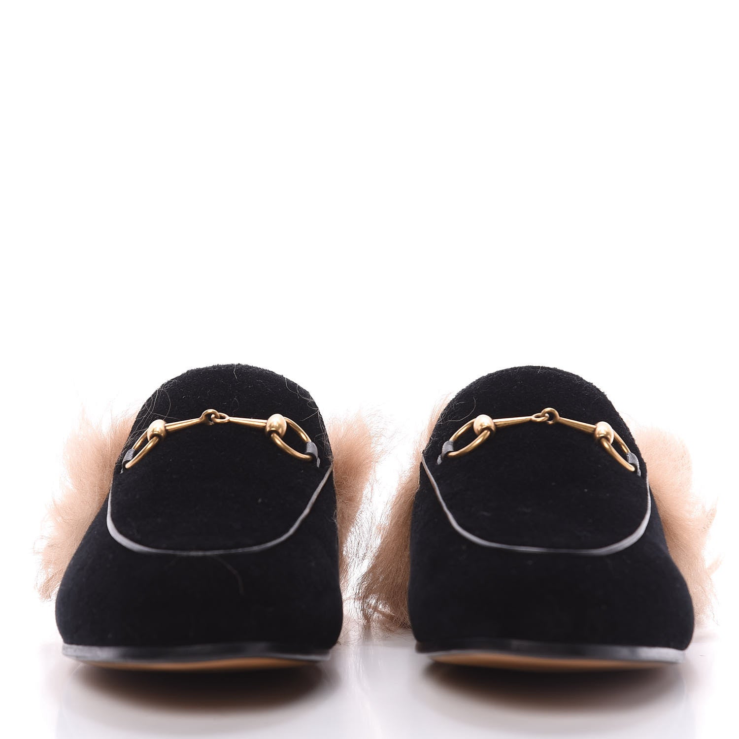 Gucci Velvet Fur Womens Princetown Slippers 39 Black 2 of 10