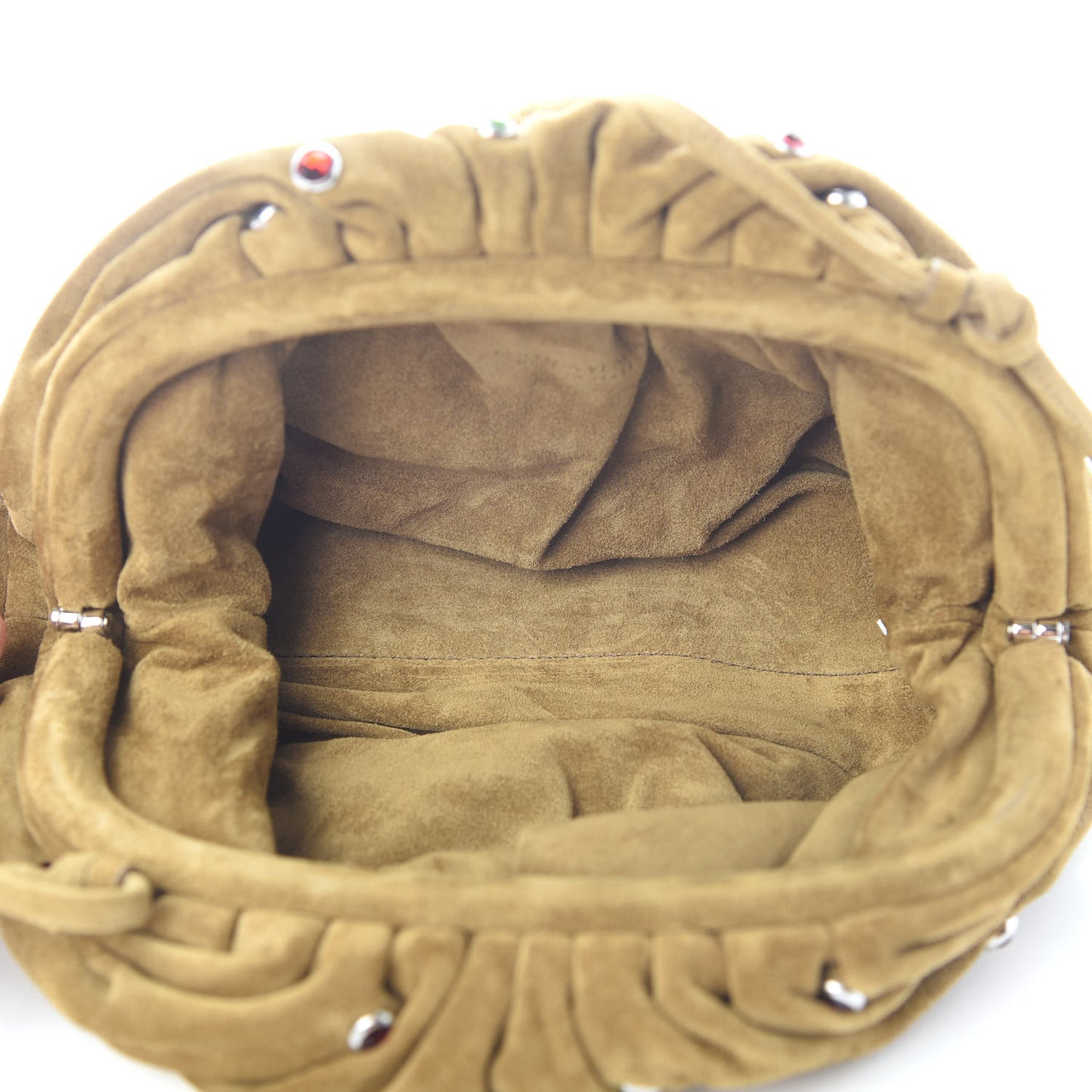 Suede Crystal Embellished The Mini Pouch Brown