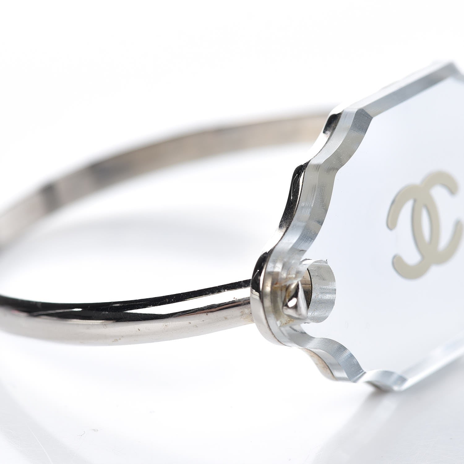 Chanel Resin Mirror CC Bangle Silver 6 of 9