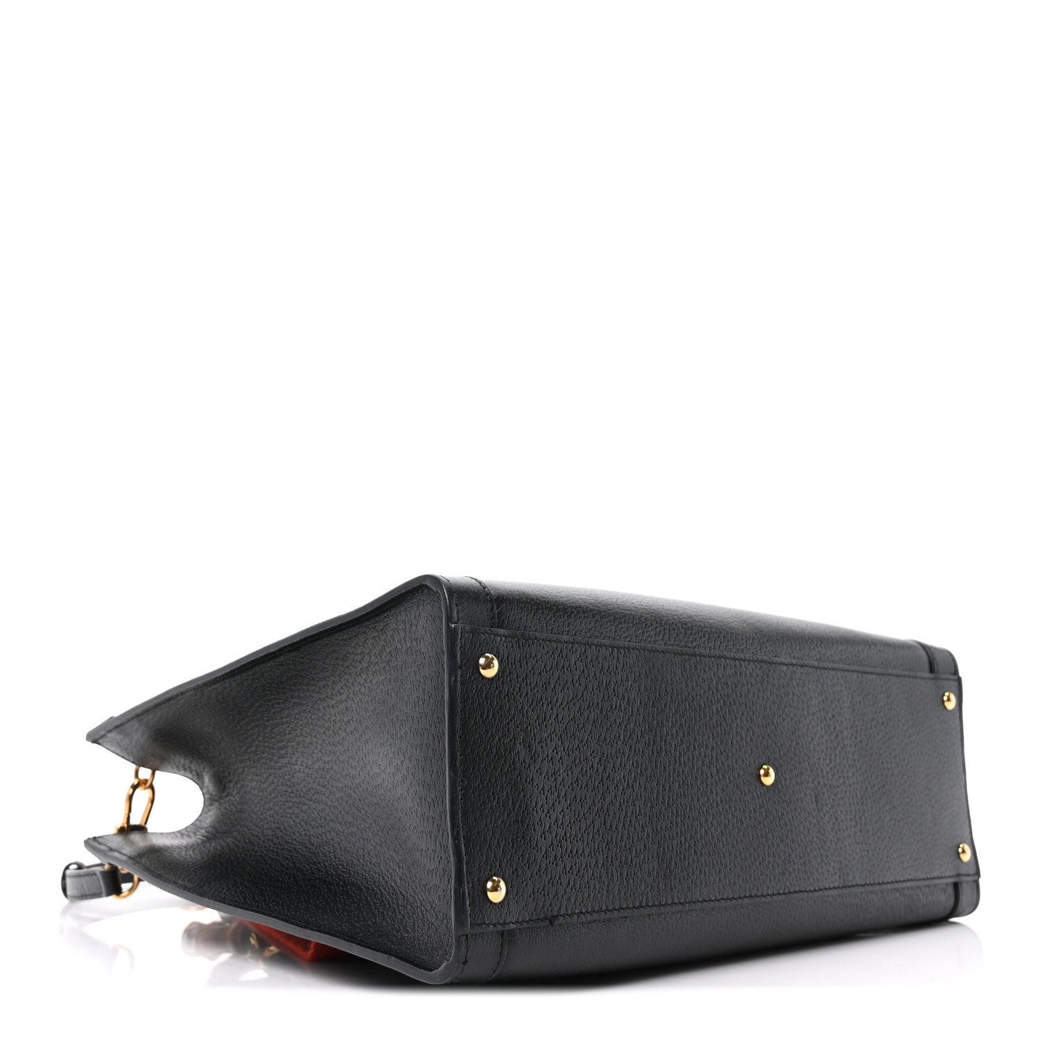 Gucci Textured Dollar Calfskin Web Medium Diana Tote Bag Black