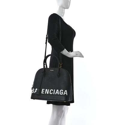 Balenciaga Signature Grained Calfskin Logo M Ville Top Handle Bag Black 2 of 8