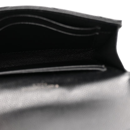 Saint Laurent Grain De Poudre Matelasse Chevron Small Monochrome Monogram Envelope Wallet Black Black 5 of 10
