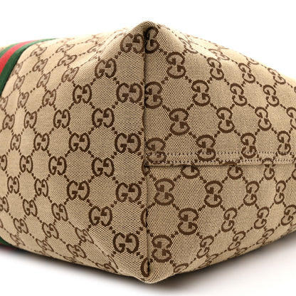 Gucci GG Monogram Web Large Giglio Tote Beige Brown 10 of 10
