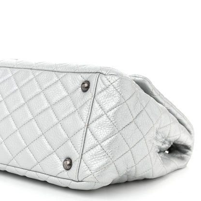 Chanel Metallic Calfskin Quilted XXL Travel Flap Bag Silver 9 of 9