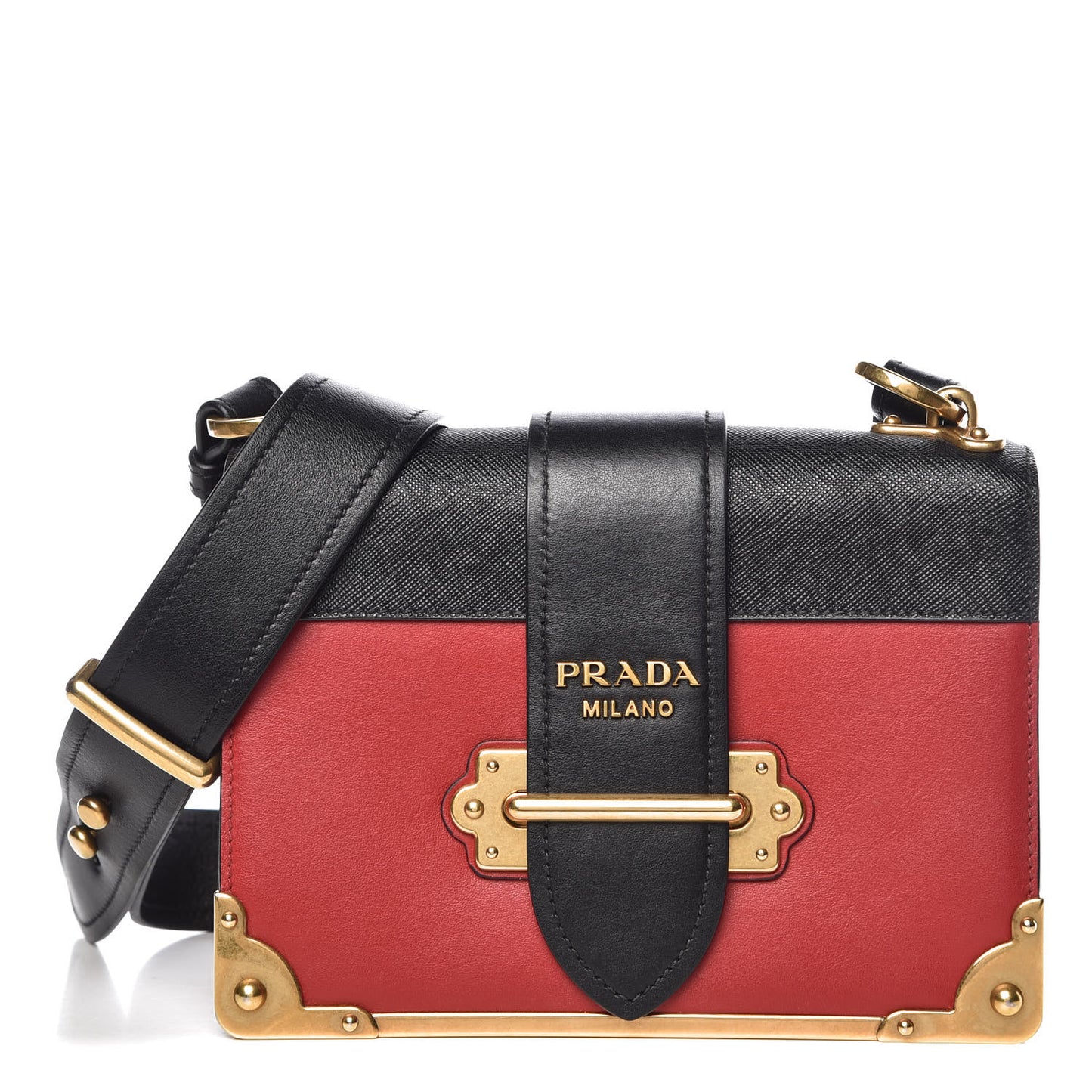 City Calfskin Saffiano Cahier Bag Fuoco Black