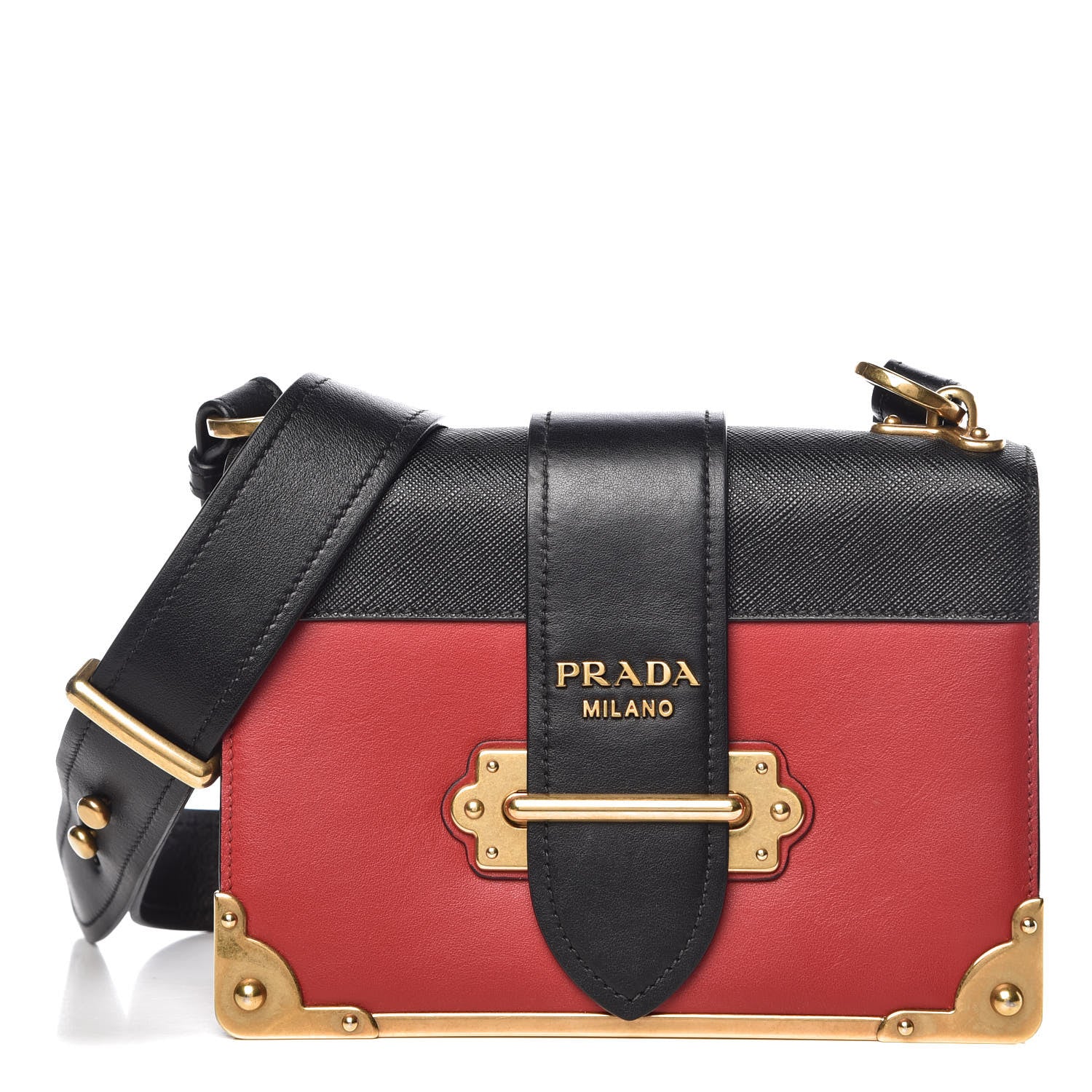 Prada City Calfskin Saffiano Cahier Bag Fuoco Black 1 of 11