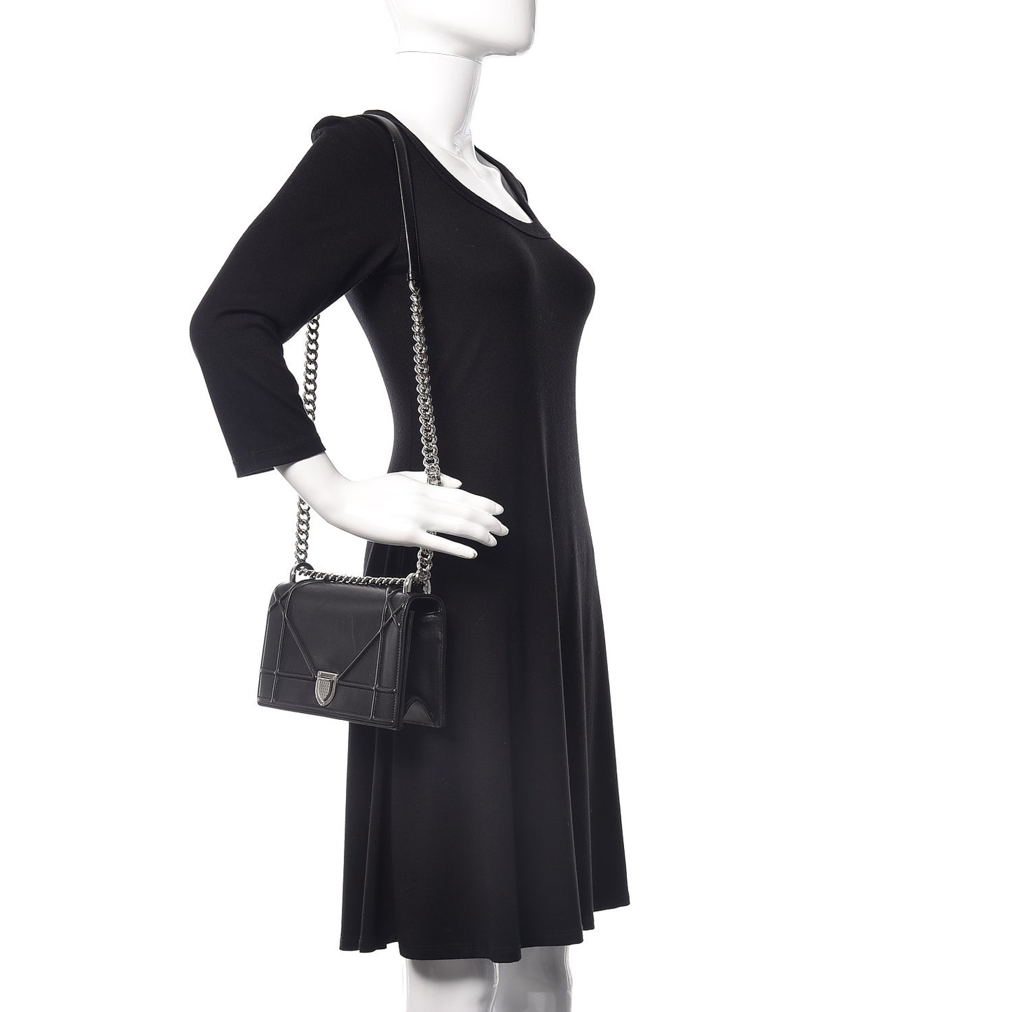 Calfskin Small Diorama Flap Bag Black