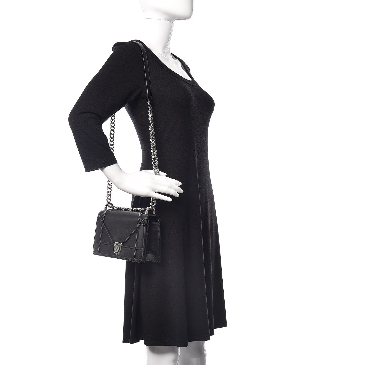 Christian Dior Calfskin Small Diorama Flap Bag Black 2 of 9
