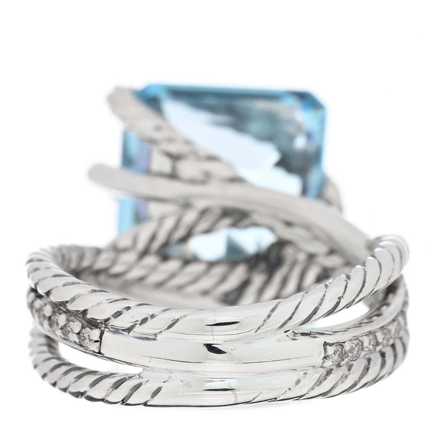 Sterling Silver Diamond Blue Topaz 16mm Cable Wrap Ring 54 7