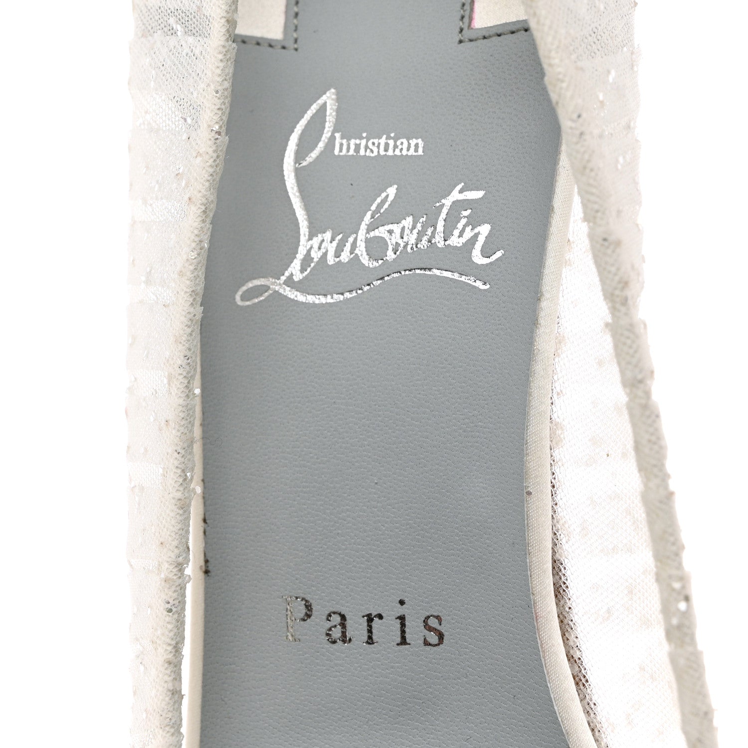 Christian Louboutin Tulle Glitter Satin Kate Draperia 85 Pumps 38.5 White 6 of 11