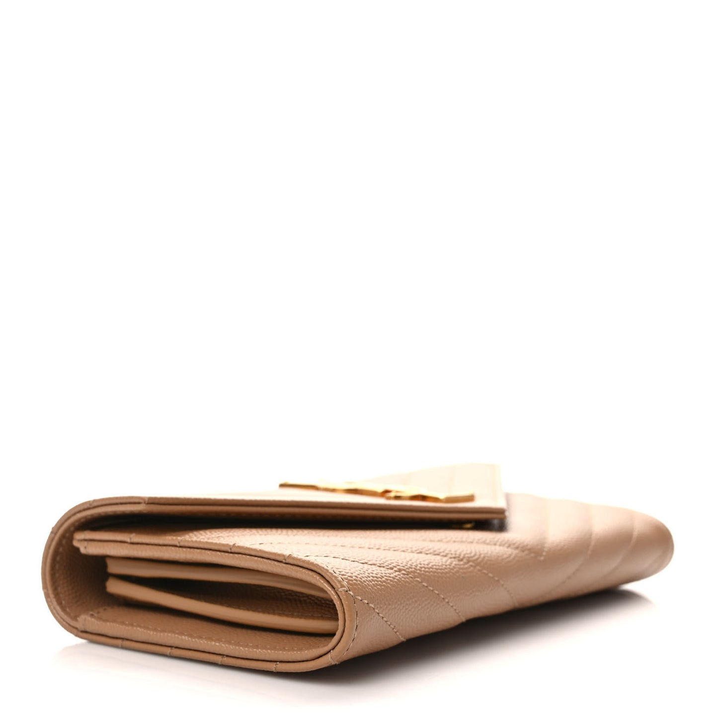 Grain De Poudre Matelasse Chevron Monogram Flap Wallet Dark Latte