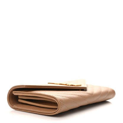 Saint Laurent Grain De Poudre Matelasse Chevron Monogram Flap Wallet Dark Latte 4 of 7