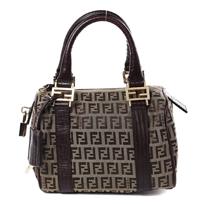 Fendi Zucchino Vitello Mini Boston Mogano Panna Bruciato 1 of 9