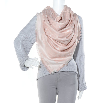 Louis Vuitton Silk Wool Monogram Denim Shawl Rose 2 of 5