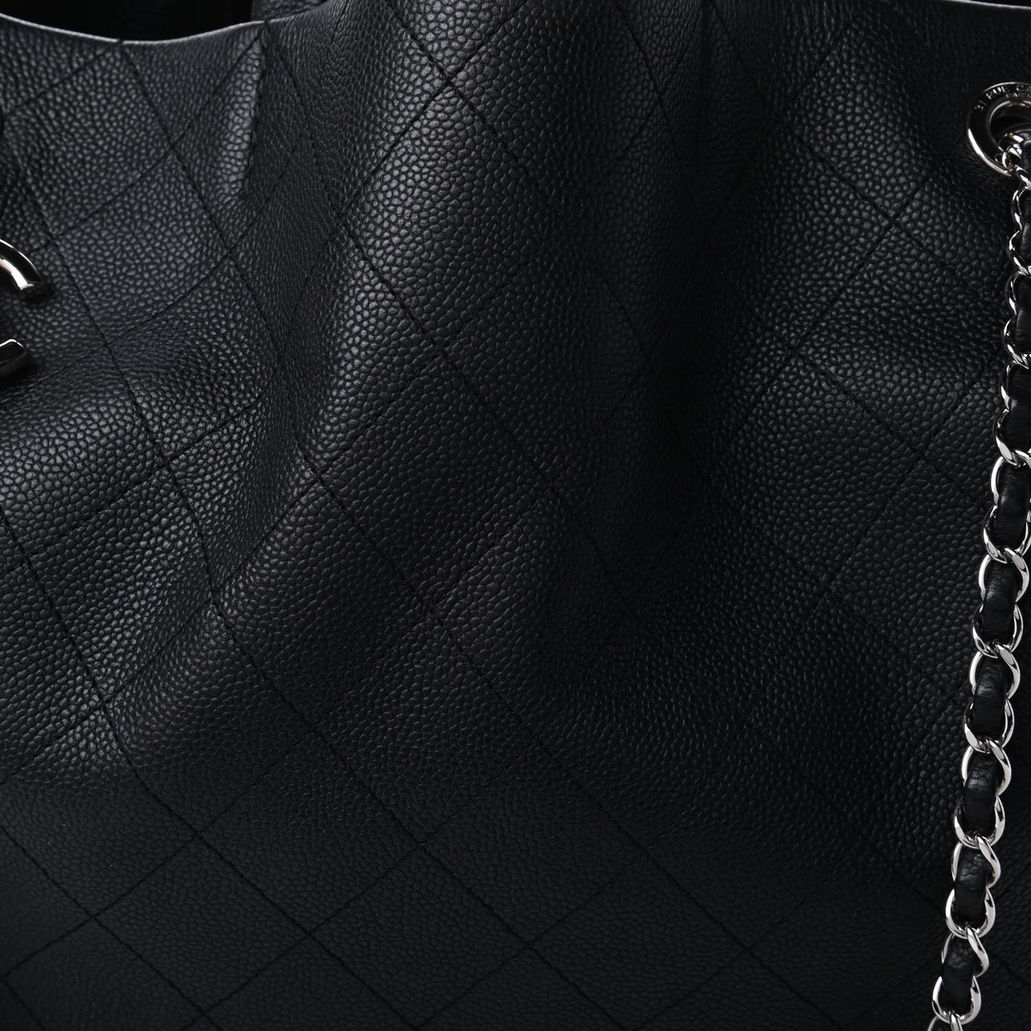 Grained Calfskin CC Pocket Tote Black